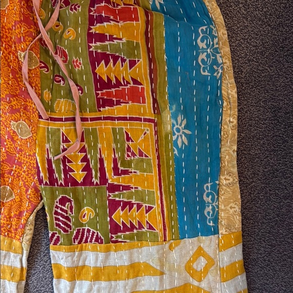 NWOT KANTHA wide pants Colorful Patchwork Boho Pants one sz - Picture 3 of 4